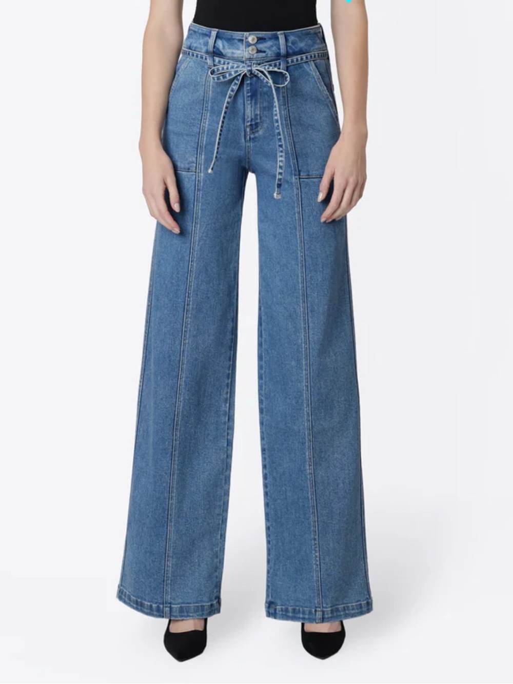 Vervet Lush Life - Super High Rise Tie Waistband Wide Leg Jeans